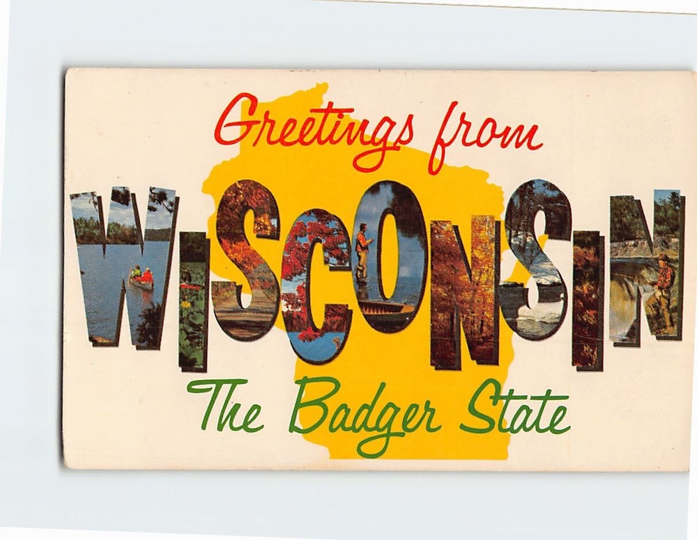 Postcard The Badger State Greetings from Wisconsin USA