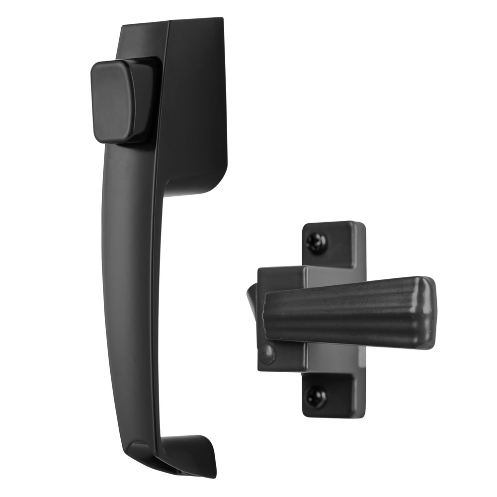 V333BL Tie Down Push Button Door Latch for Screen and Storm Doors, Black