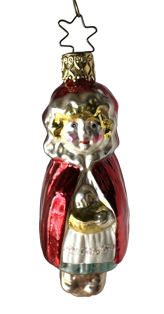 INGE GLAS Little Red Riding Hood Blown Glass Ornament Christmas Germany  3.5”