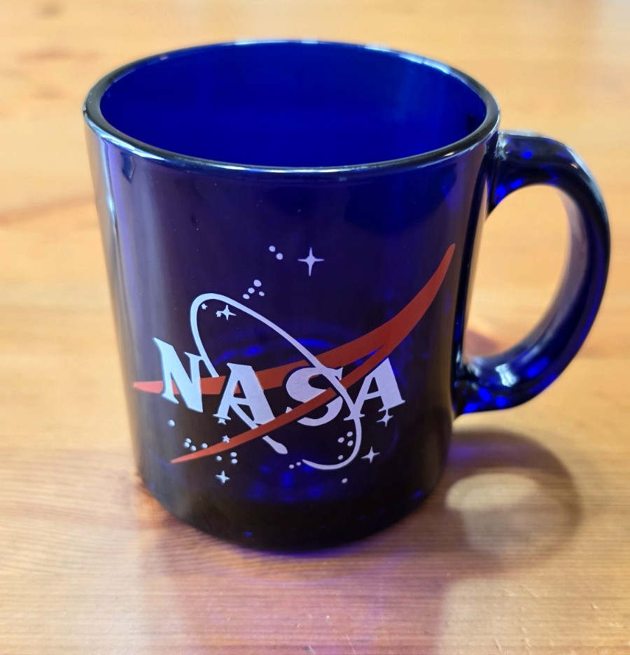 Vintage Libbey Glass Cobalt Blue NASA Coffee Mug made in USA