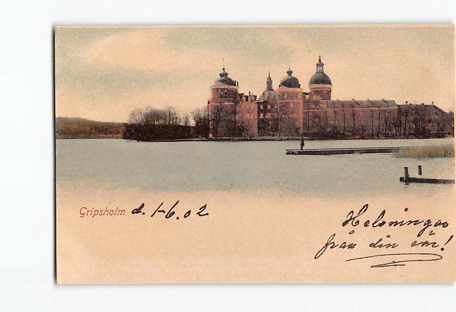 Postcard Gripsholm Castle Mariefred Sweden Vintage Swedish Royal Palace View