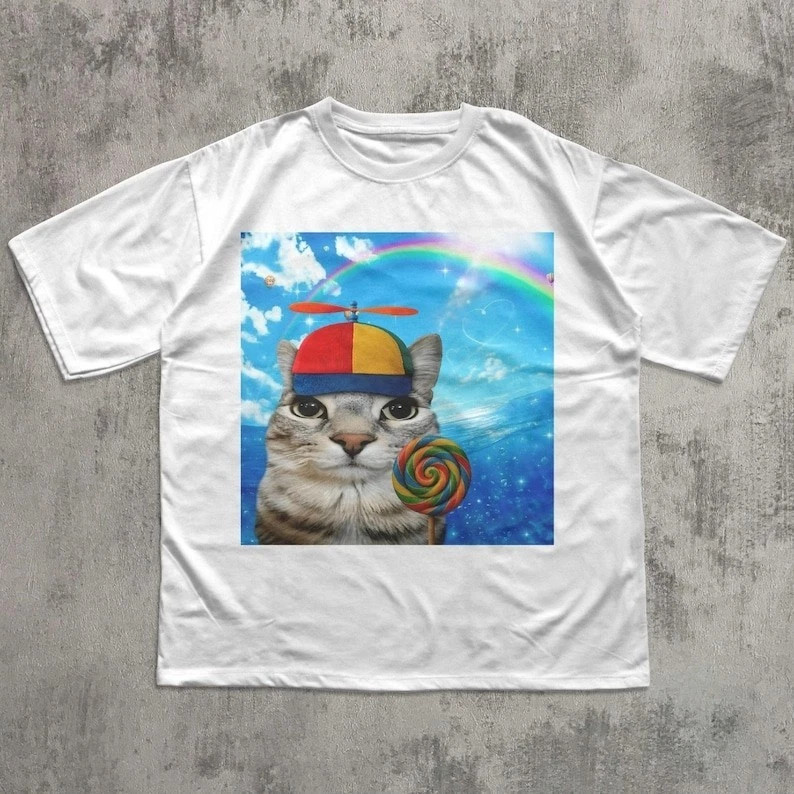 Dreamcore Cat Meme T-Shirt, Weird Funny Kitten Graphic Tee