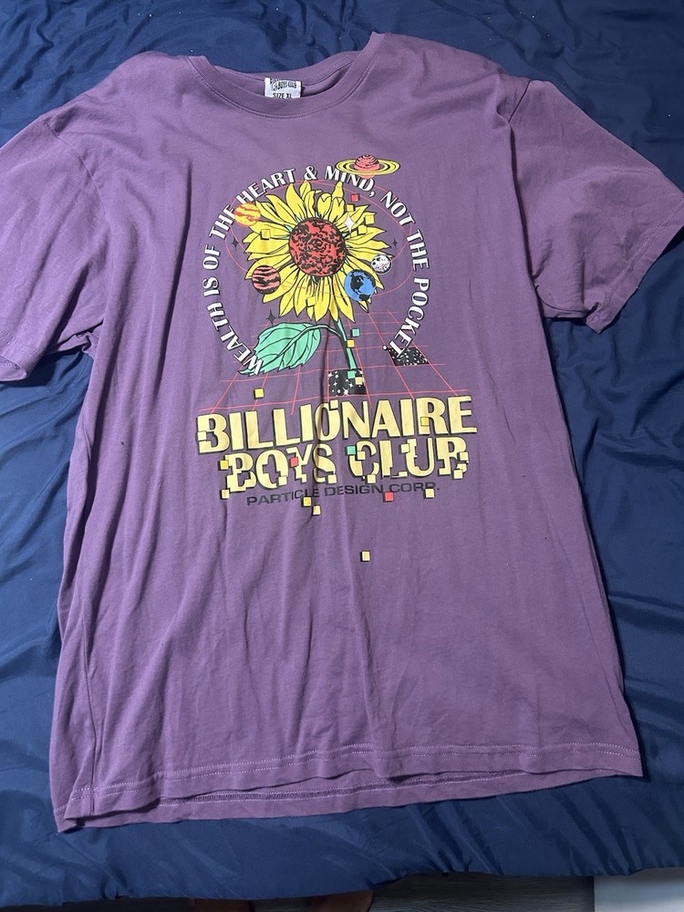 Billionaire Boys Club Purple Sunflower Graphic Print Cotton T-Shirt Men's Size L