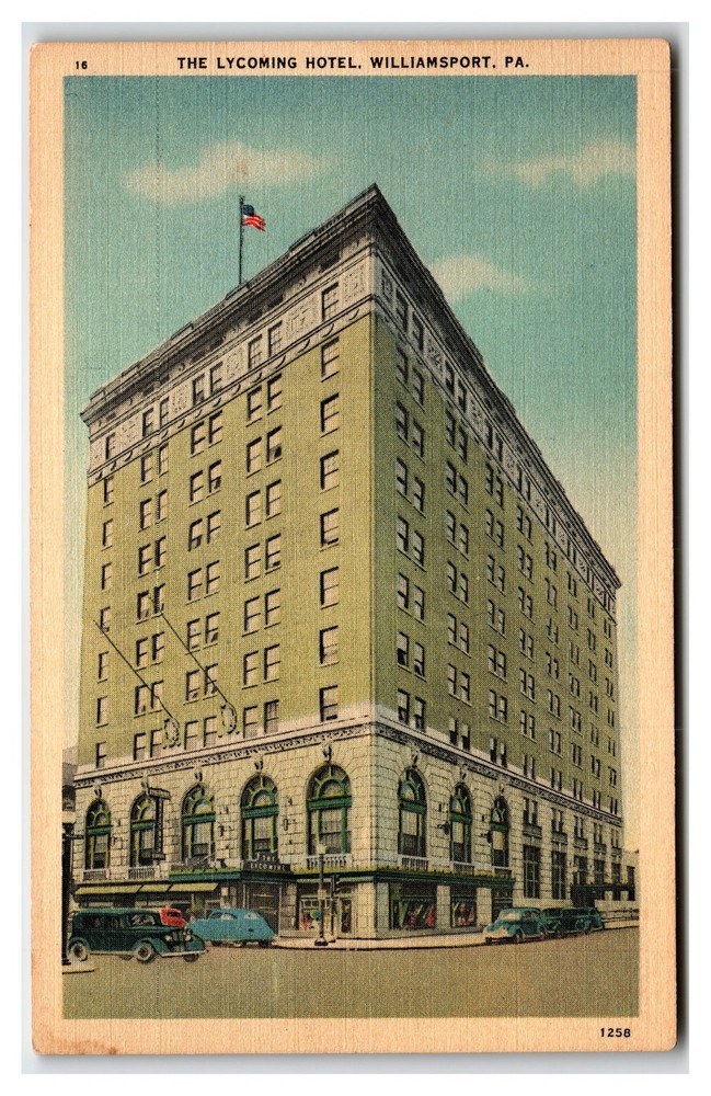 Vintage Linen Postcard The Lycoming Hotel Williamsport PA 1940s