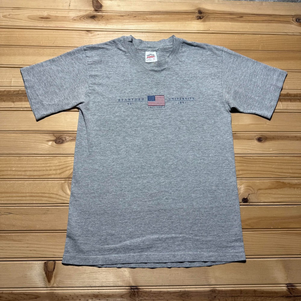 Vintage 90s Stanford University American Flag California T-Shirt USA Made Small