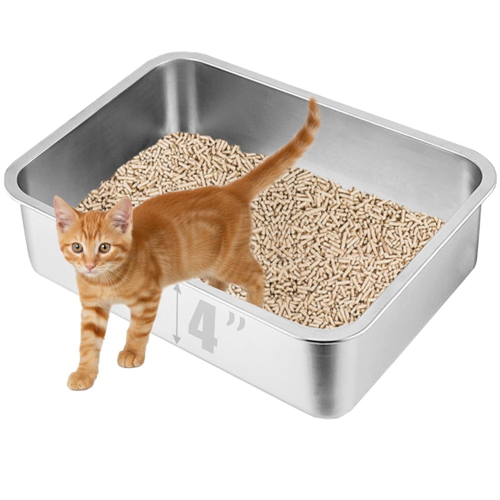 Stainless Steel Kitten Litter Box, 15.7