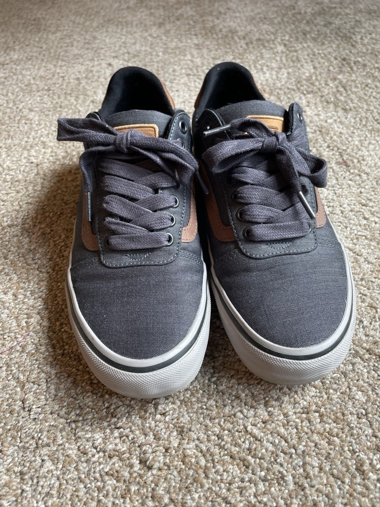 VANS Men's Skate Ward Deluxe Gray & Brown Sneakers Low Top Lace Size 8