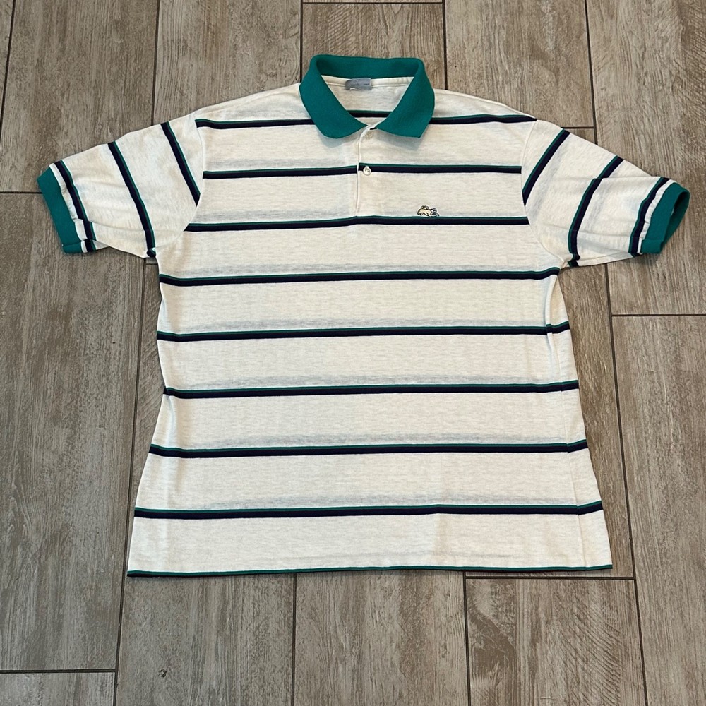 Vintage The Garan Man Polo Shirt Mens M (read) Striped Short Sleeve Cotton 80s