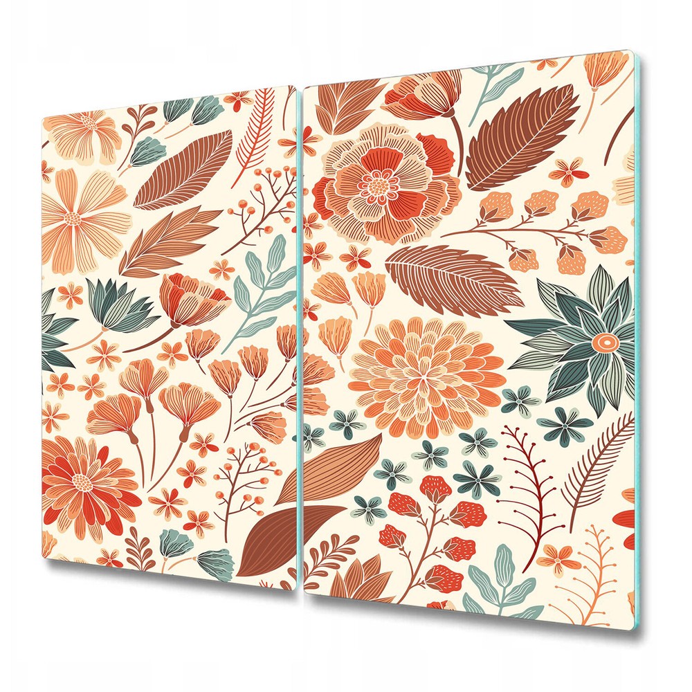 Glass Induction Ceramic Hob Cover Bohemian Flowers Floral Watercolour 2x30x52