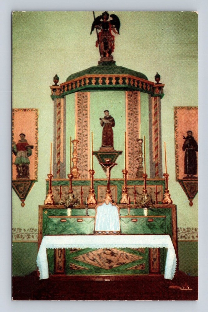 Jolon CA-California, Mission San Antonia de Padua, Altar, Vintage Postcard