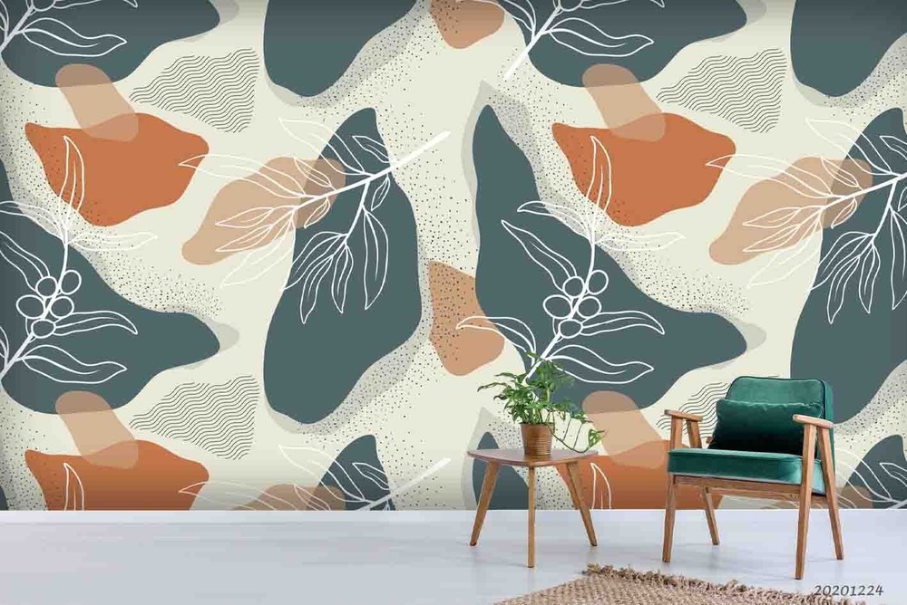 3D Plants Leaves Watercolor Pattern Wall Murals Wallpaper Murals Wall Sticker