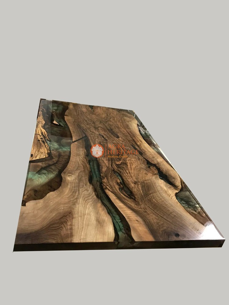 Acacia Wooden Epoxy Resin River Conference Dining Table Tops Farmhouse Furniture-image