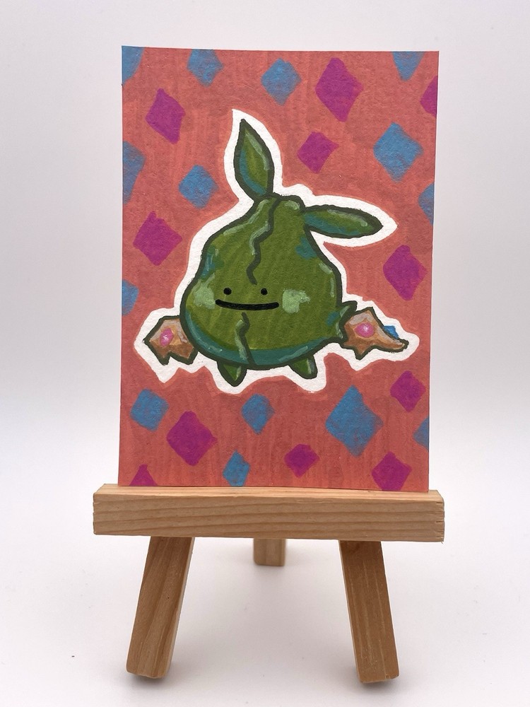 ACEO Original Painting Ditto Trubbish Pokemon Anime Illustration paulajean.art