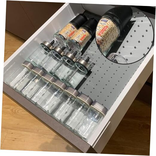 Adjustable Non-Slip Silicone Spice Drawer Organizer Insert  