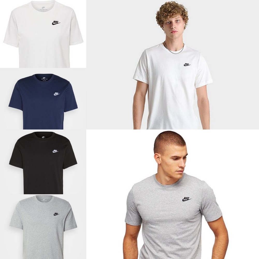 Nike Mens Sportswear Club Swoosh Futura Top Classic Logo Crew Neck T-shirt Tee