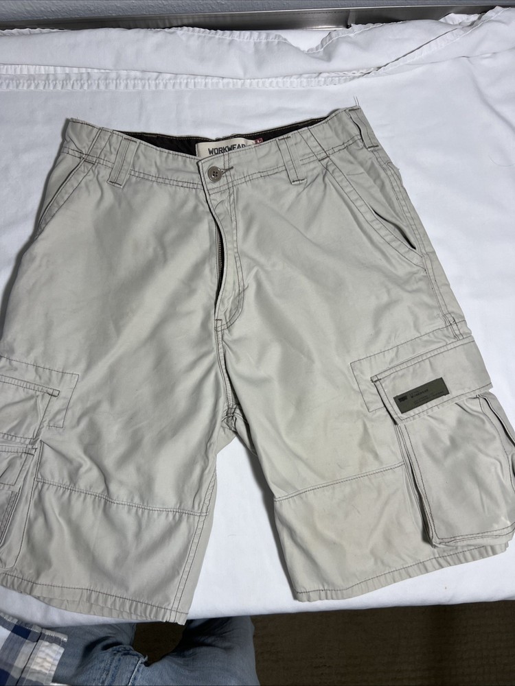 Levis Workwear Cargo Shorts Mens 32 Khaki Beige Utility Outdoor Multi Pocket