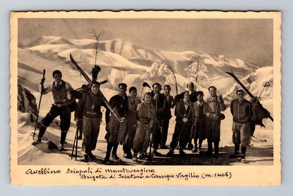 Italy- Avellino Sci Club Members Irpino Postal Old Postal Card Vintage Postcard