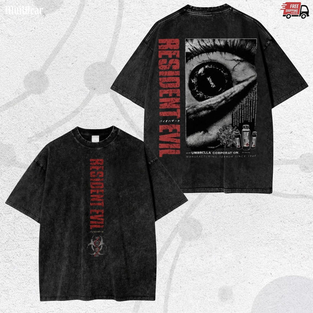 Vintage Washed Resident Evil Fan Gift Shirt – Y2K Gothic Horror Graphic Tee
