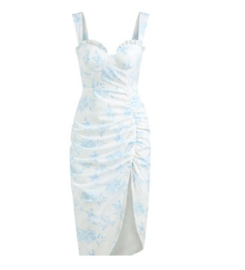 NWT White and Blue Floral Dress - Size 8