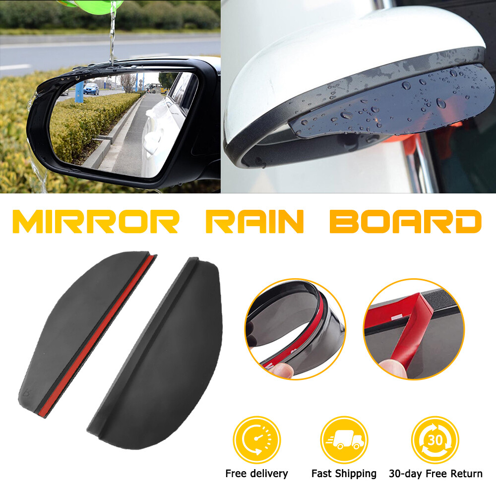 2x Black Car Rear View Side Mirror Rain Board Eyebrow Guard Sun Visor Protector