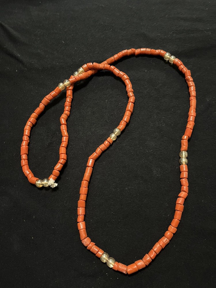 Antique Vintage Long Red Natural Coral Bead Necklace Rare Collar Bracelet Ifa