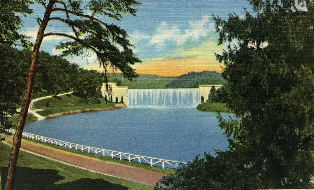 Loch Raven Dam and Spillway, Baltimore Maryland - Vintage Linen Postcard - 1939