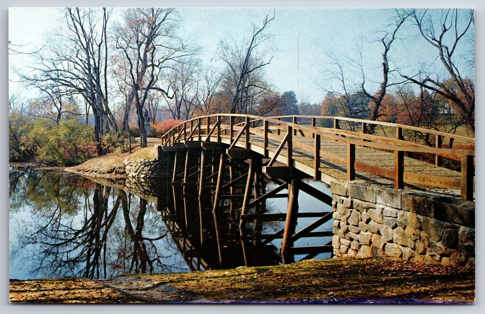 Old North Brudge @ Concord Massachusetts~Vintage Postcard