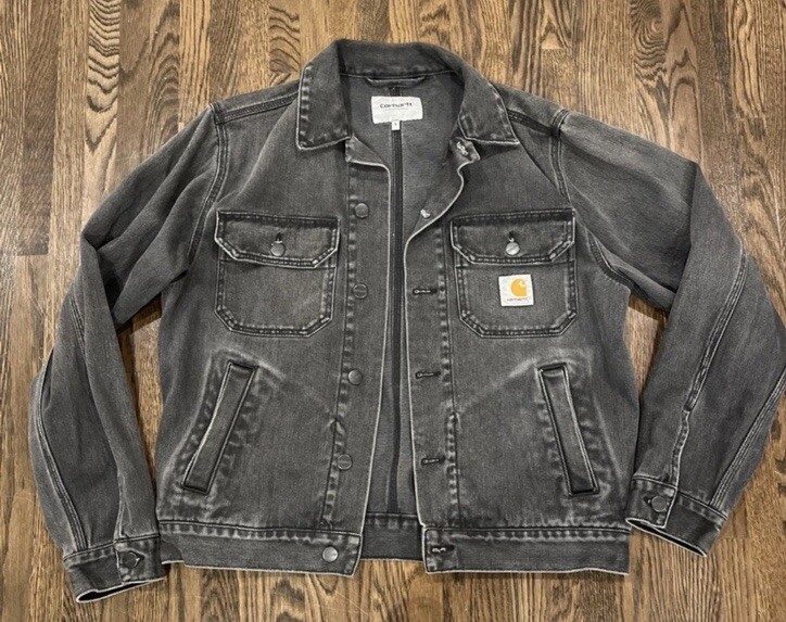 Carhartt WIP Black Denim Jacket Rare Size S Work In Progress