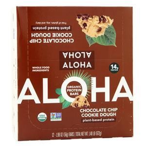Aloha Organic Plant Based Protein Bars Chocolate Chip Cookie Snacks 12 Count