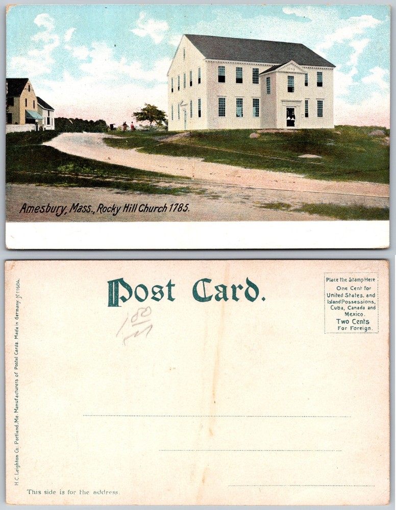 Amesbury MA Rocky Hill Church Postcard