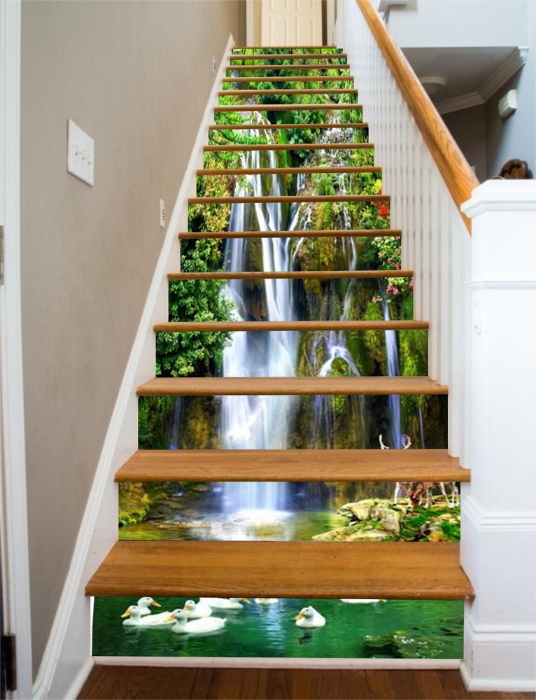 3D Natural Waterfall AZ342 Stair Risers Decoration Mural Vinyl Wallpaper Kay