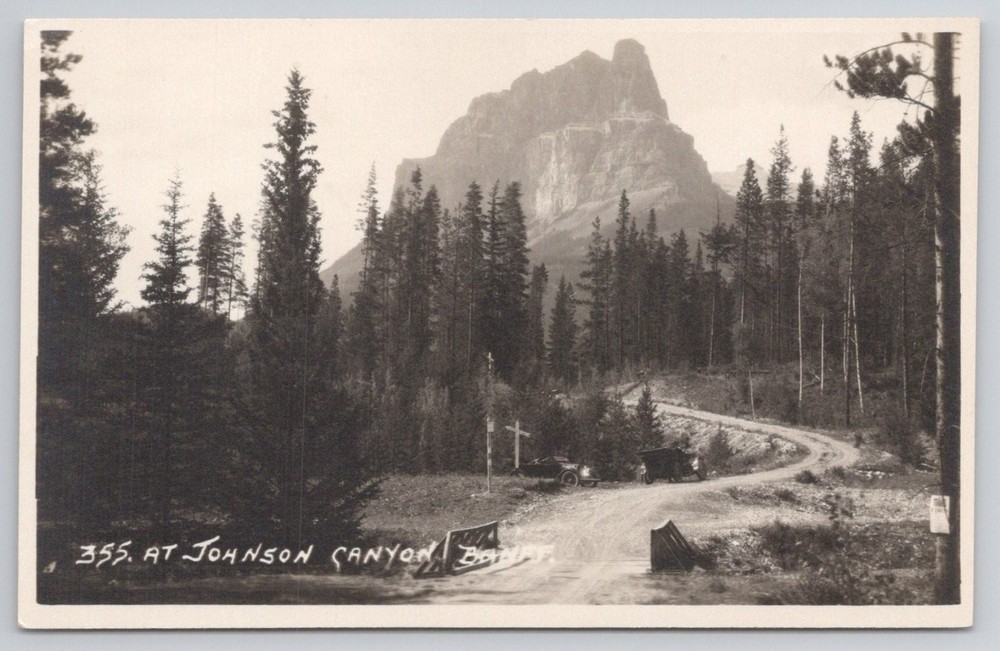Byron Harmon RPPC Johnson Canyon Banff Alberta Canada 1920s Mountain Road
