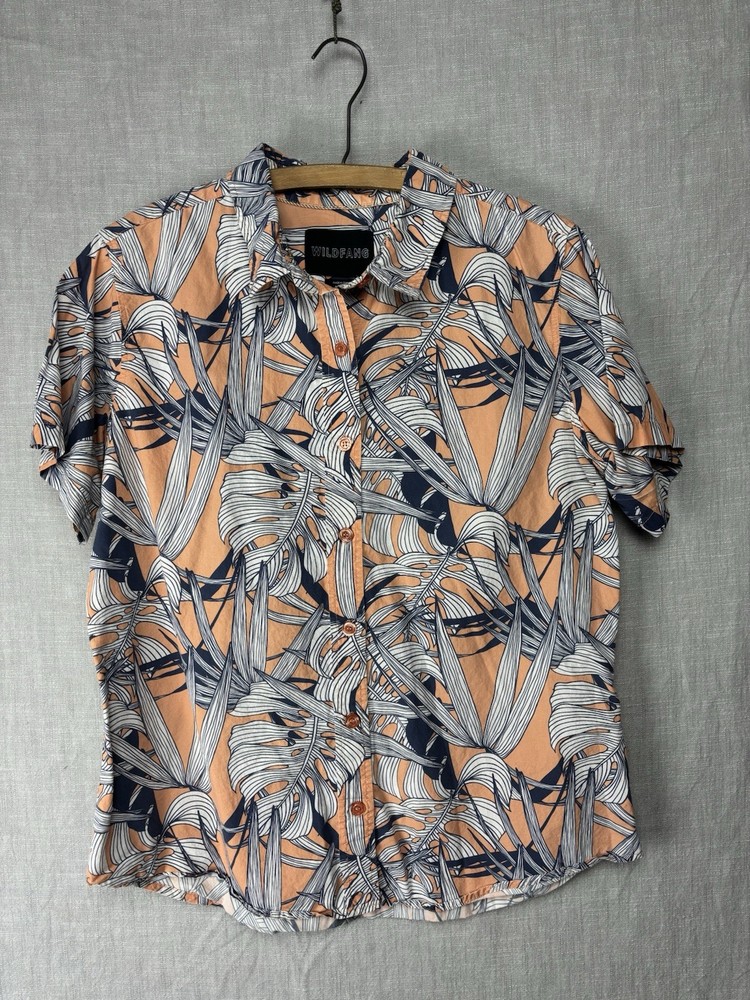 Wildfang Button Up Floral Shirt Women's Medium Short Sleeve Cotton Colorful