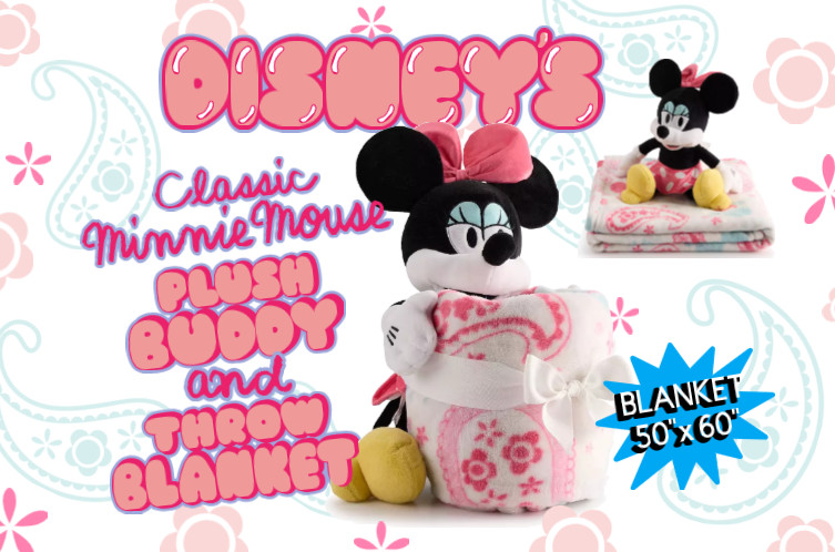 NEW Disney's Minnie Mouse Classic Buddy & Throw BLANKET Disneyland Mickey baby
