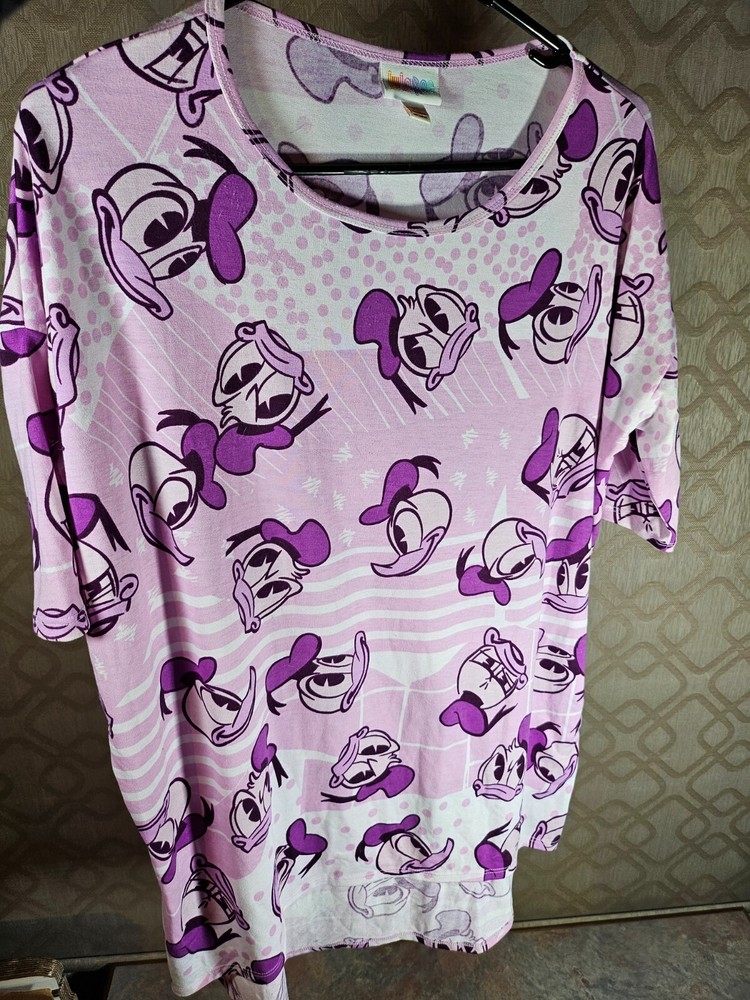 Lularoe Disney Donald Duck Purple Irma Tee XS Night Shirt