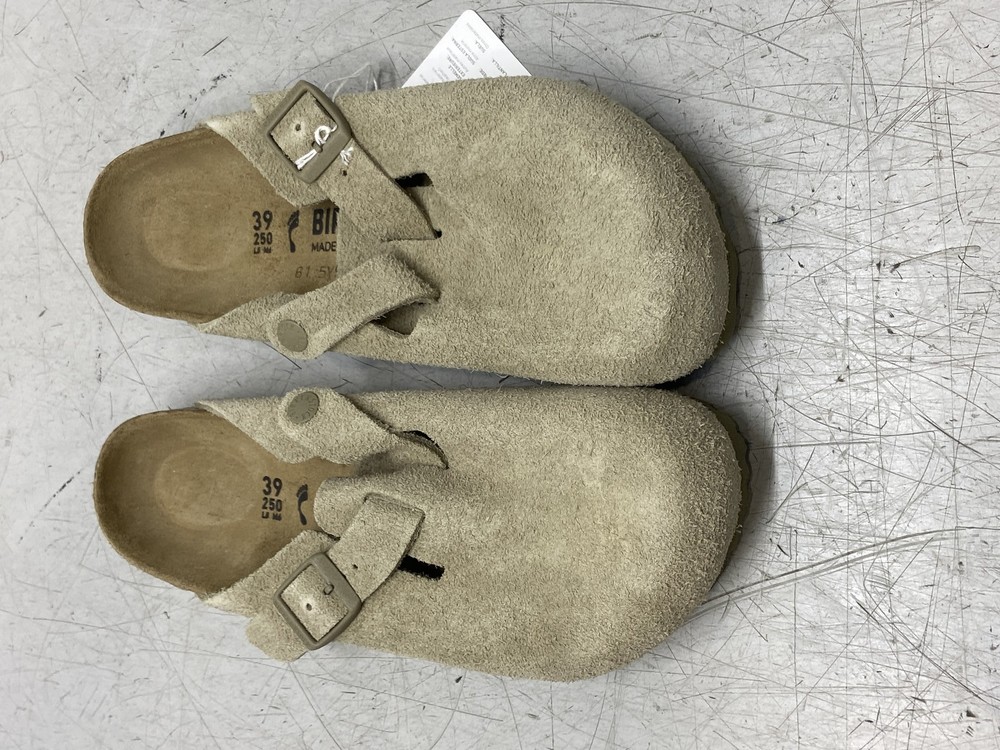 Birkenstock Unisex W8/M6 Boston BS Faded Khaki Suede Leather Clogs 1025844