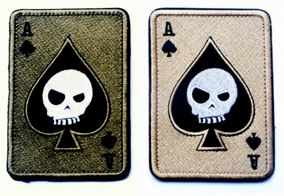 Ace of Spades Skull Patch official VELCRO® Combat Military Badge Olive Desert-image