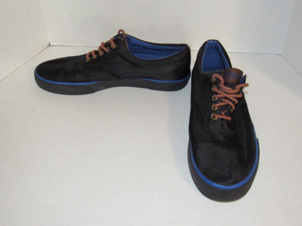 Polo Ralph Lauren Forestmont II Black Blue Low Top Canvas Shoes Mens Size 10.5 D