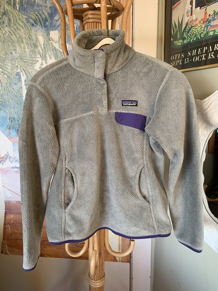Patagonia Women’s Re-Tool Snap T Gray Purple Fleece Pullover Small