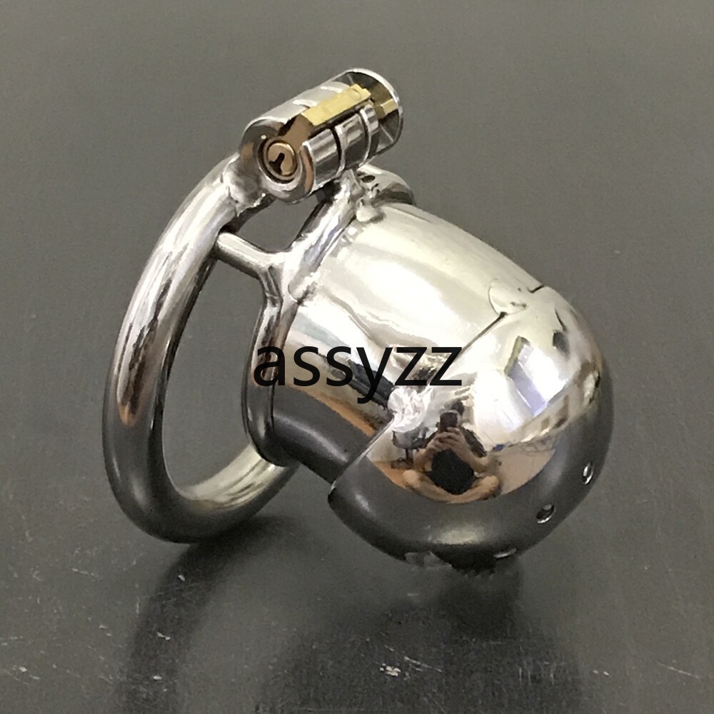 Stainless Steel Male Chastity Device Short Cage Men's Metal Locking Belt Z7-1