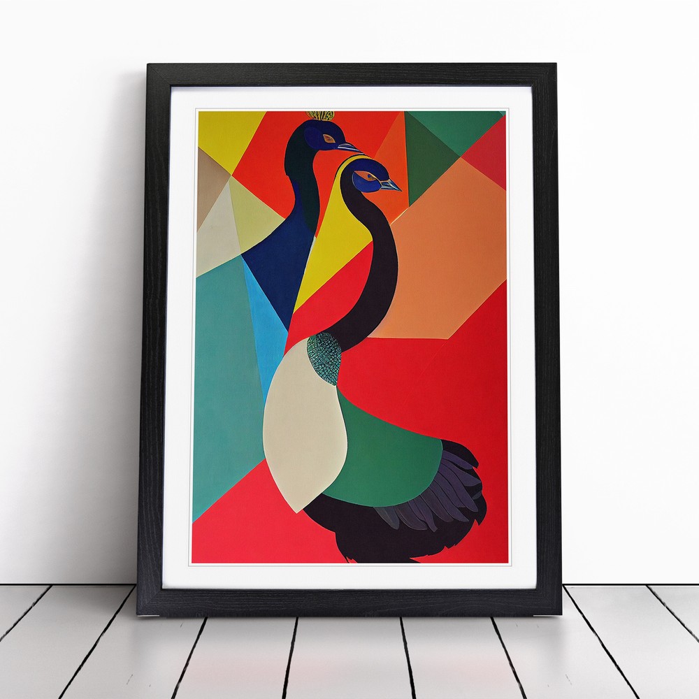 Abstract Peacocks No.2 Wall Art Print Framed Canvas Picture Poster Decor