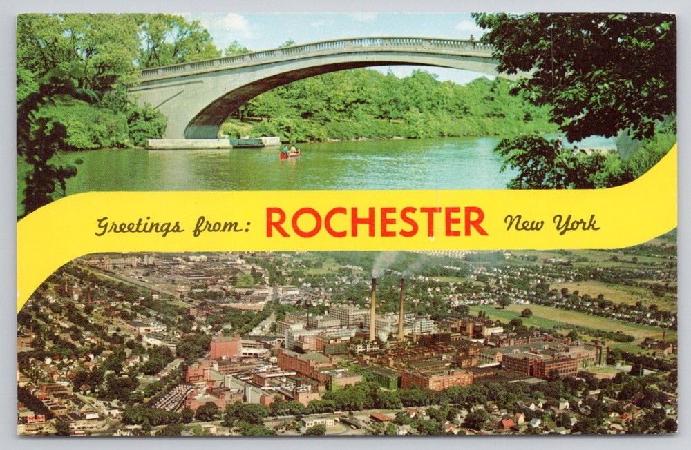 Vintage Rochester NY Postcard - Genesee Valley Park & Kodak Park Aerial View