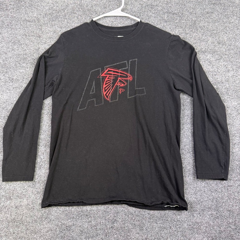 NFL Team Apparel Atlanta Falcons Long Sleeve T-Shirt Black Mens Medium ATL Logo