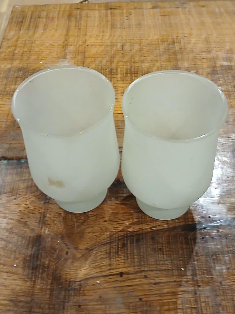 Vintage Frosted Glass Votive Candle Holders Tulip Shape Set of 2 Mid Century