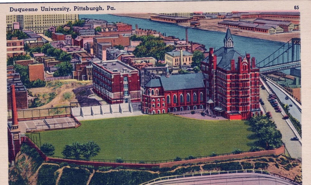 Duquesne University Aerial View 1950’s Postcard