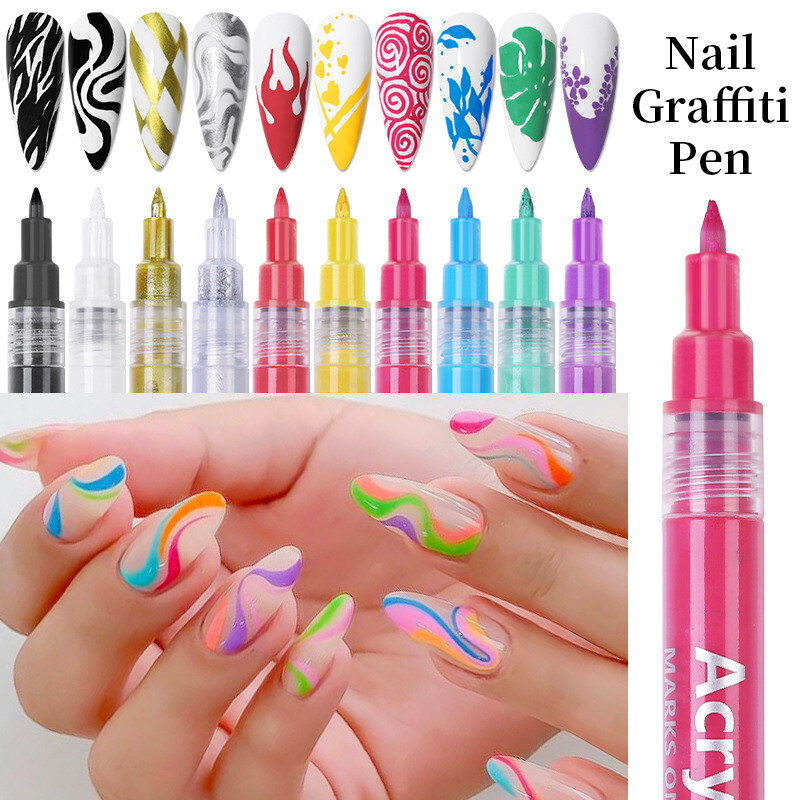 1Pc Waterproof Nail Art Graffiti Pen Abstract Lines Flower Sketch Drawing Tools--image