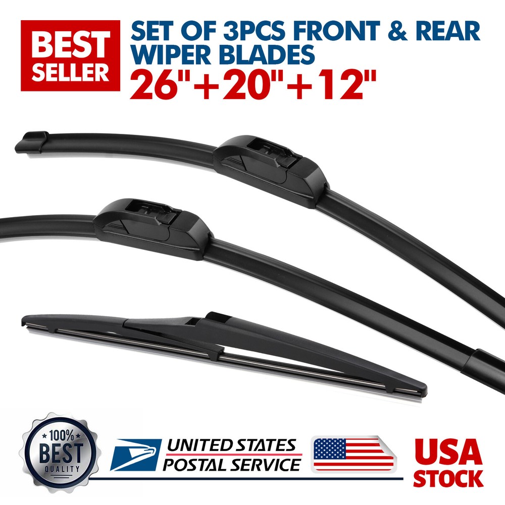 Toyota Highlander 2007-2013 Front & Rear Wiper Blades 26 20 12 Inch All-Season Replacement