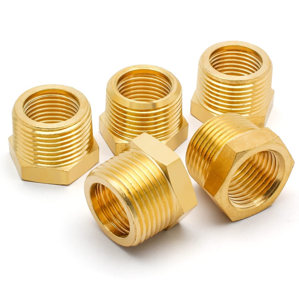 Litoexpe 5Pcs Brass Reducer Hex Bushing, 3/4