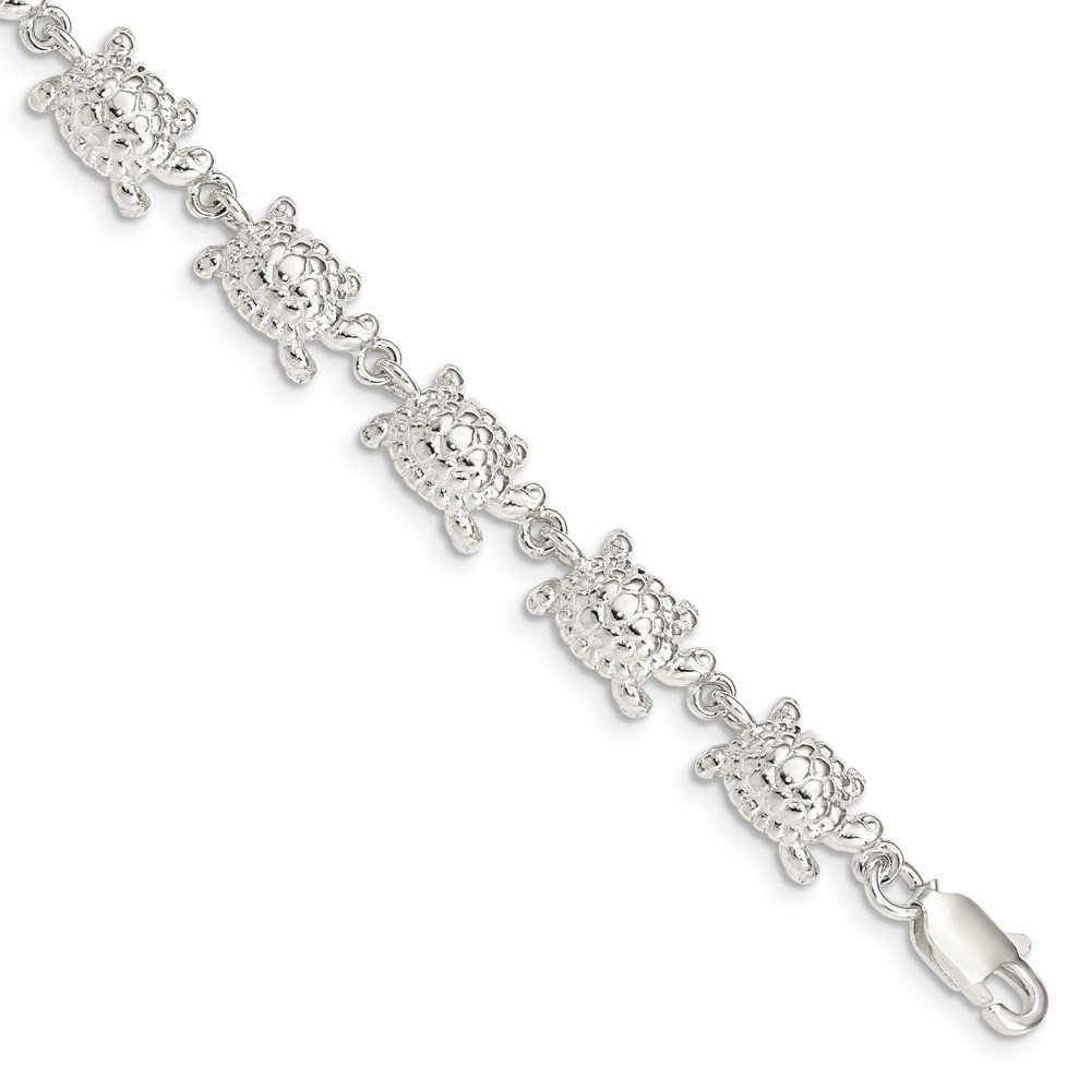 925 Sterling Silver Turtles Bracelet 7