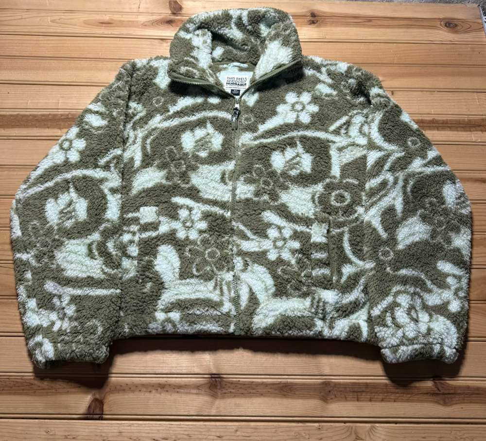 American Eagle Zip Up Bear Hug Sherpa Fleece Oversized Jacket Womens Size Small